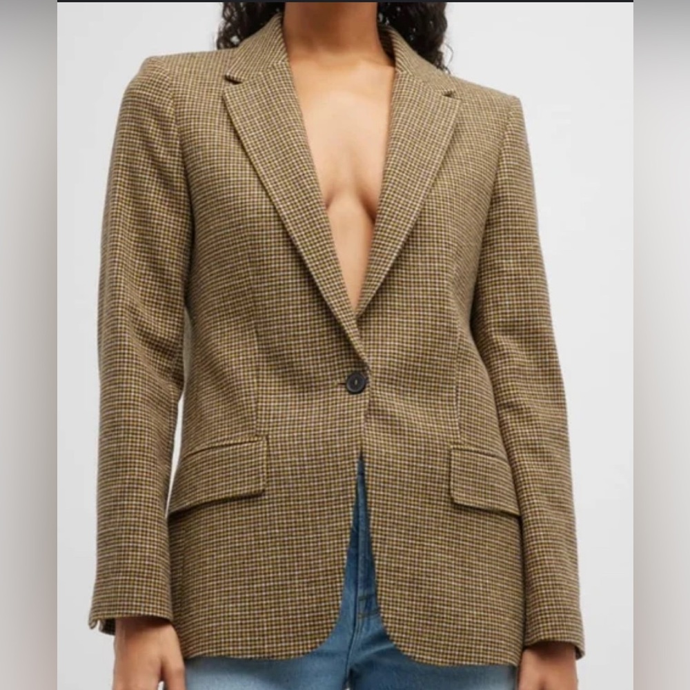 FRAME Brown Houndstooth Blazer